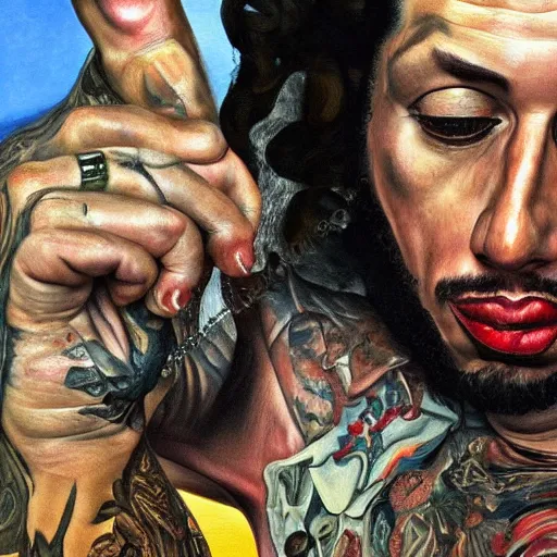 Image similar to high quality high detail painting by lucian freud, hd, dave navarro