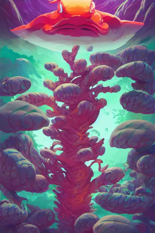 Image similar to creature animal sushi cristal very big eye roots cactus elemental flush of force nature micro world fluo fishscale, behance hd by jesper ejsing, by rhads, makoto shinkai and lois van baarle, ilya kuvshinov, rossdraws global illumination