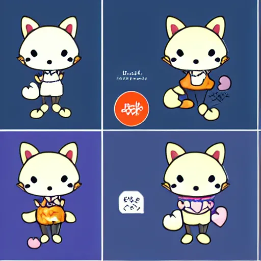 Image similar to new Sanrio character concept of a cute cartoon fox