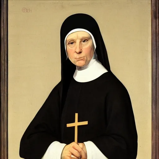 Prompt: portrait of a nun by George Stubbs, renaissance painting, oild painting, old master