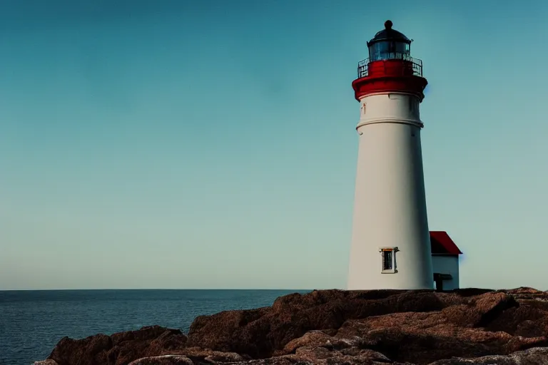 Image similar to film still of a lighthouse, photography, natural light, cinematic, 8 k