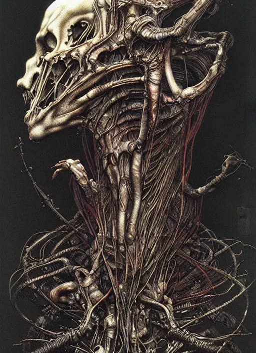 Image similar to a side view of spirit of bever, highly detailed, art by Ayami Kojima, Beksinski, Giger