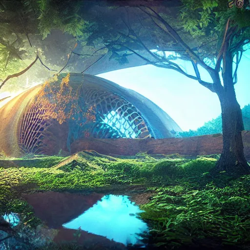 Prompt: sacred geometry photography nature photography cryengine render by android jones, syd mead, and john stephens