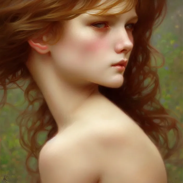Image similar to pure innocence, diffuse lighting, fantasy, intricate, elegant, highly detailed, lifelike, photorealistic, digital painting, artstation, illustration, concept art, smooth, sharp focus, art by John Collier and Albert Aublet and Krenz Cushart and Artem Demura and Alphonse Mucha