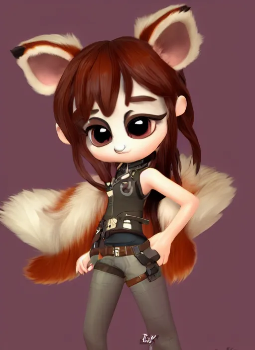 Image similar to female furry mini cute style, character adoptable, highly detailed, rendered, ray - tracing, cgi animated, 3 d demo reel avatar, style of maple story and zootopia, maple story gun girl, fox from league of legends chibi, soft shade, soft lighting