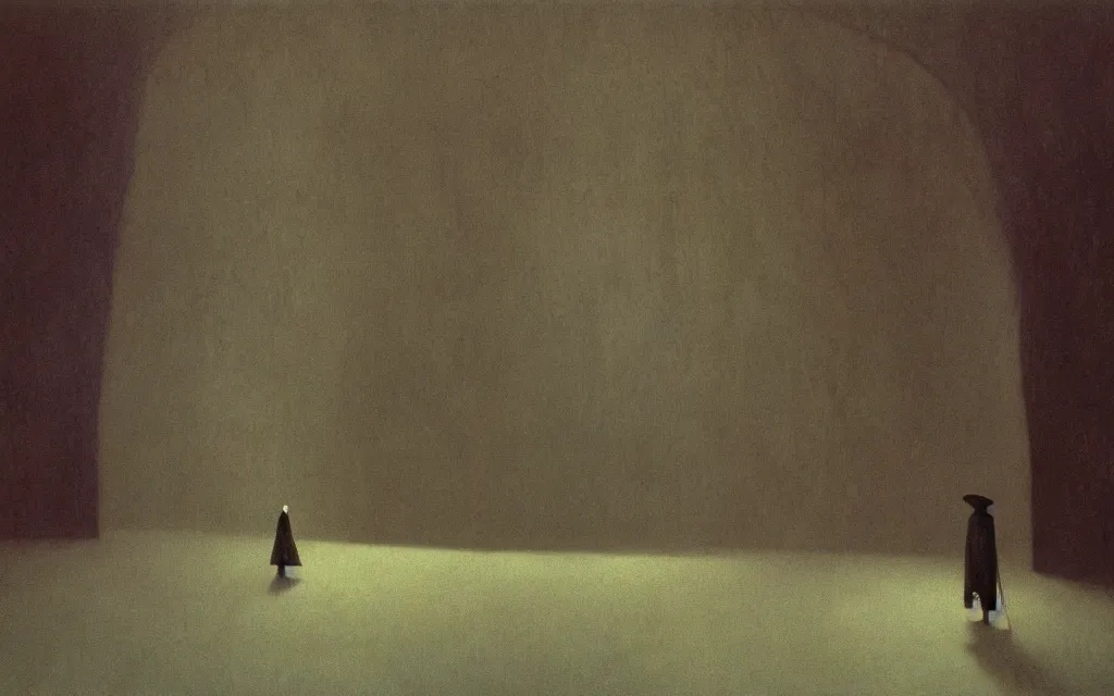 Image similar to high quality high definition colorized movie still from The Cabinet of Doctor Caligari: a lonely ghost walking alone at night in the woods, high quality oil painting by zdzisław beksiński, iridescent color palette