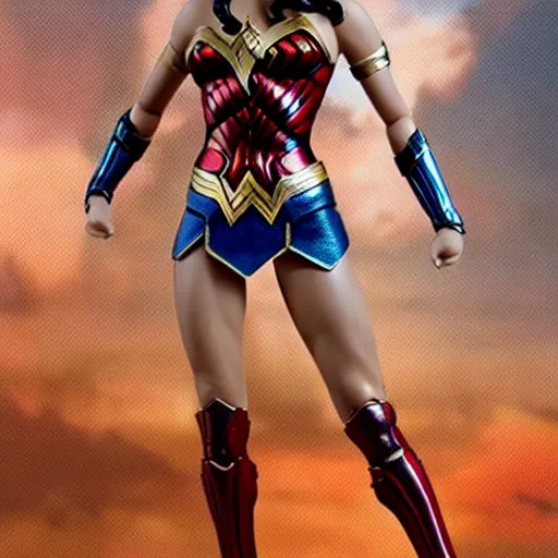 Prompt: wonder woman action figure, figurine, hot toys style, detailed product photo, anatomically correct