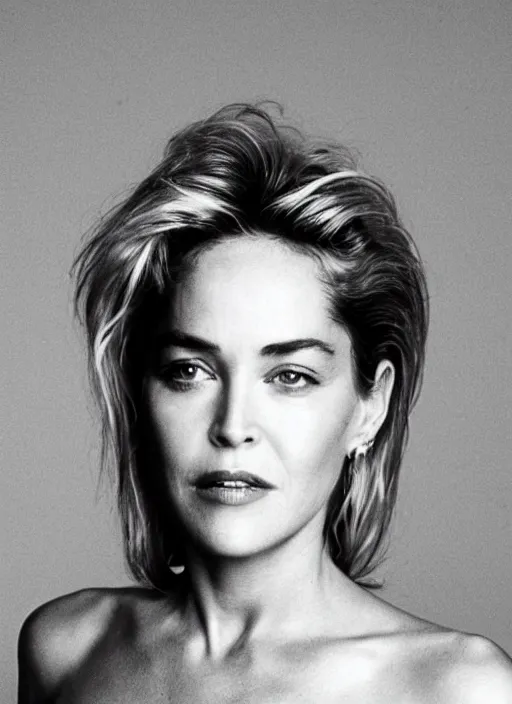 Image similar to Photo of a beautiful 20yo Sharon Stone (1995) in the style of Mario Testino, detailed, 82 mm sigma art