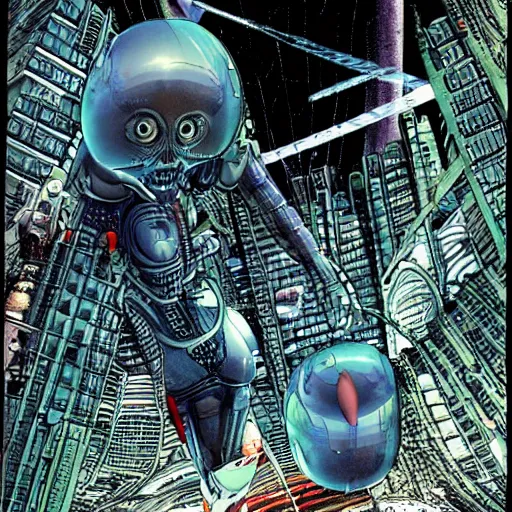 Image similar to A Hyper-Detailed Alien, Future Tech, Art by Katsuhiro Otomo ::