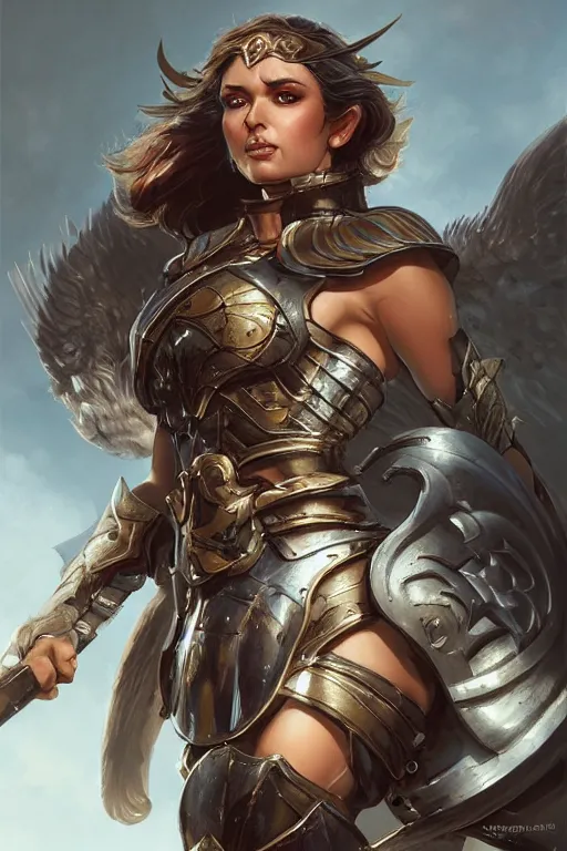 Image similar to amazon valkyrie athena, d & d, fantasy, portrait, highly detailed, headshot, digital painting, trending on artstation, concept art, sharp focus, illustration, art by artgerm and greg rutkowski and magali villeneuve