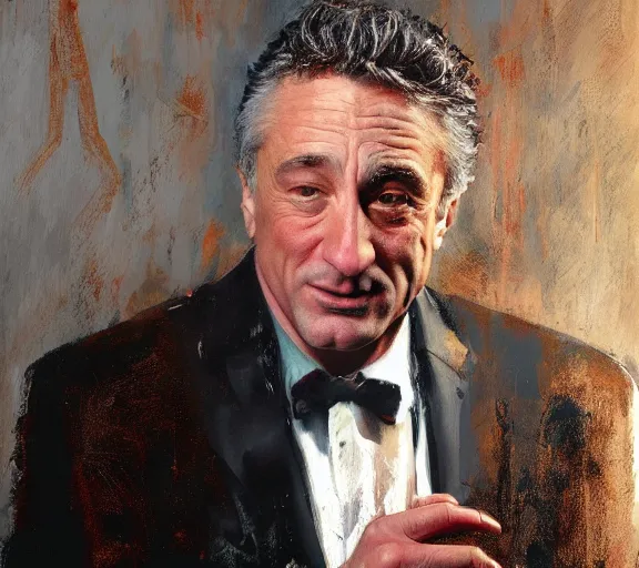 Prompt: a hyper-detailed oil painting of Robert DeNiro by Craig Mullins; anatomically correct