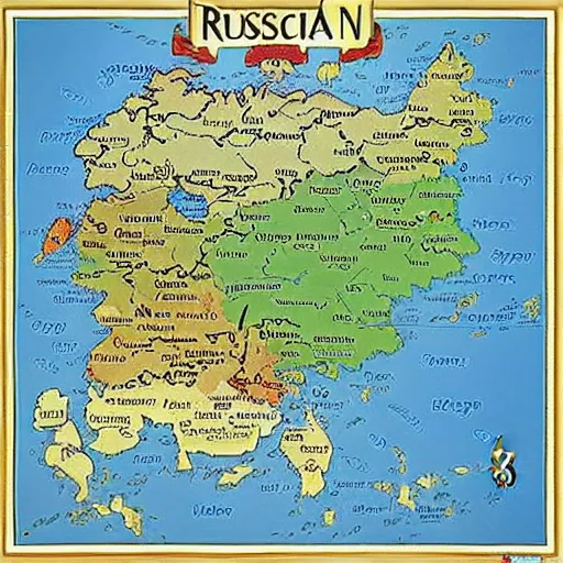 Image similar to map of russia with dragon icons,