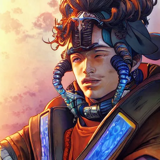 Prompt: A sorcerer wielding a futuristic blast cannon Apex Legends character digital illustration portrait gorgeous lighting, wide angle action dynamic portrait, perspective shot, art by Ayami Kojima and Shintaro Kago-H 640