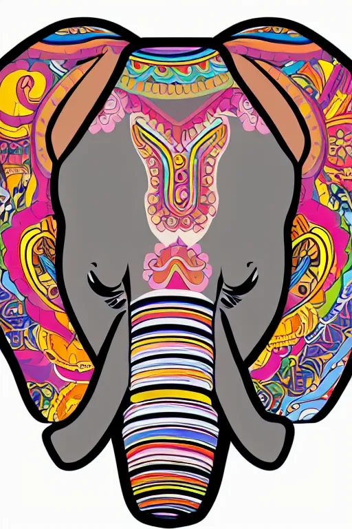 Image similar to A portrait of a baby elephant, sticker, highly detailed, colorful, illustration, smooth and clean vector curves, no jagged lines, vector art, smooth