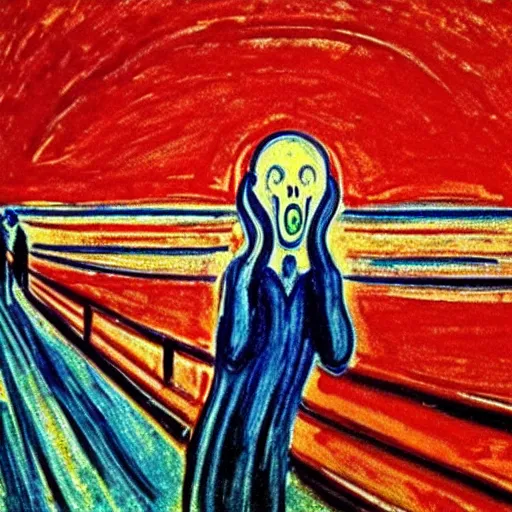 Image similar to edvard munch the scream, made from tomatoes, onions and mushrooms.