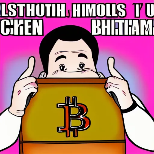 Image similar to meme character eating bitcoin