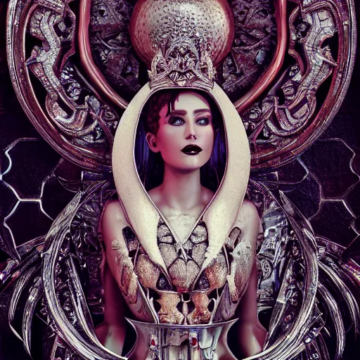 Prompt: queen of metal, 4 k, intricate, jaw dropping, gorgeous, surreal, octane render