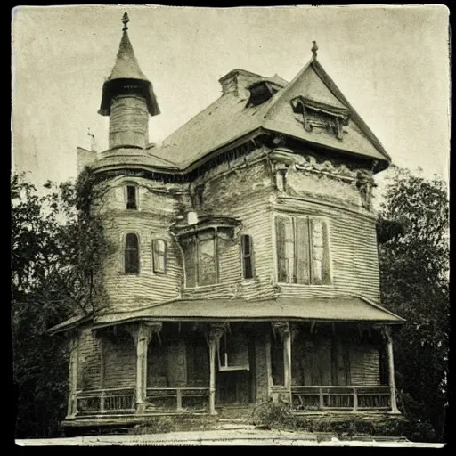 Image similar to “haunted house, 1900’s photo”