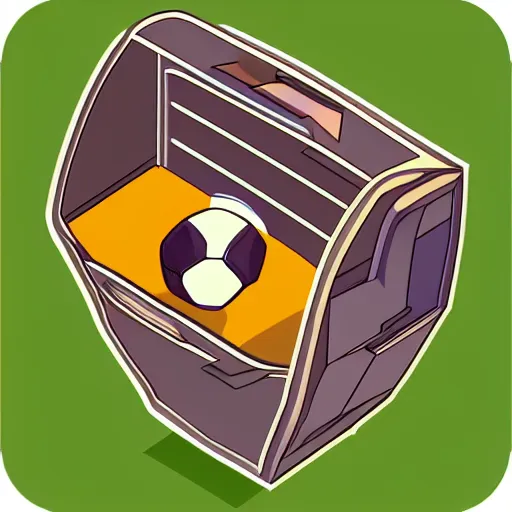 Prompt: artstation game icon of a soccer lootbox, 3 d, isometric, game,