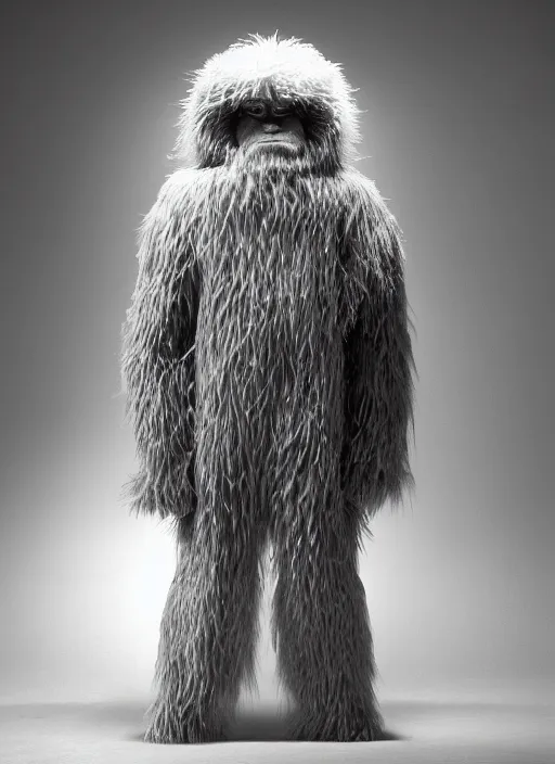 Image similar to The yeti modelling a highly experimental coat by Yohji Yamamoto