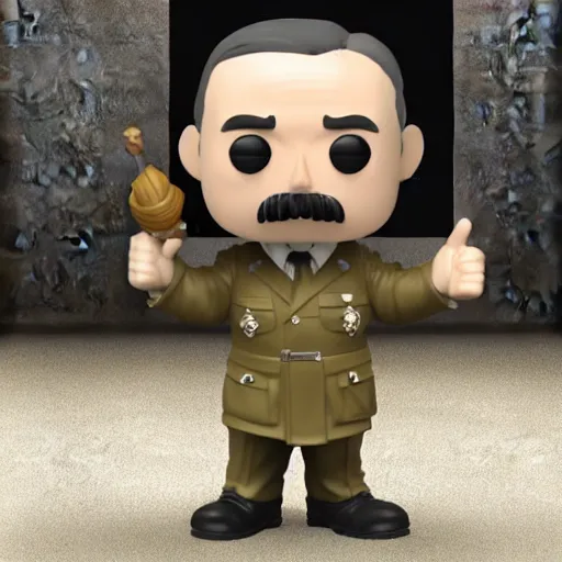 Prompt: 3 d render of funko pop figurine of adolf hitler. realistic. photo. photorealistic. detailed. high quality. high resolution. lossless quality. lossless. 8 k. hdr. 4 k. 8 k resolution. 1 6 k resolution