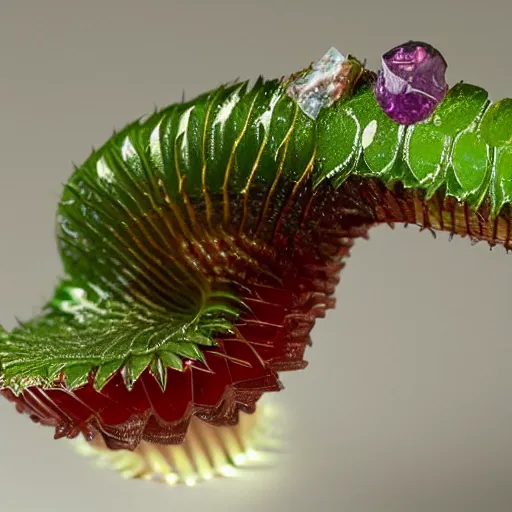 Image similar to venus flytrap made of crystal and gemstones