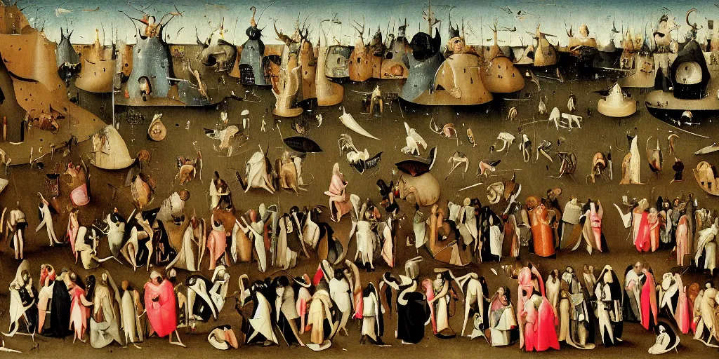 Image similar to a crowd of people shopping at the mall in the style of Hieronymus Bosch