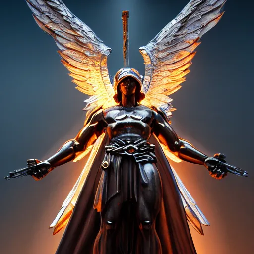 Image similar to archangel micheal by tsuyoshi nagano, illustration, cinematic lighting, hyperdetailed, 8 k, symmetrical, frostbite 3 engine, cryengine, dof, trending on artstation, digital art, crepuscular ray