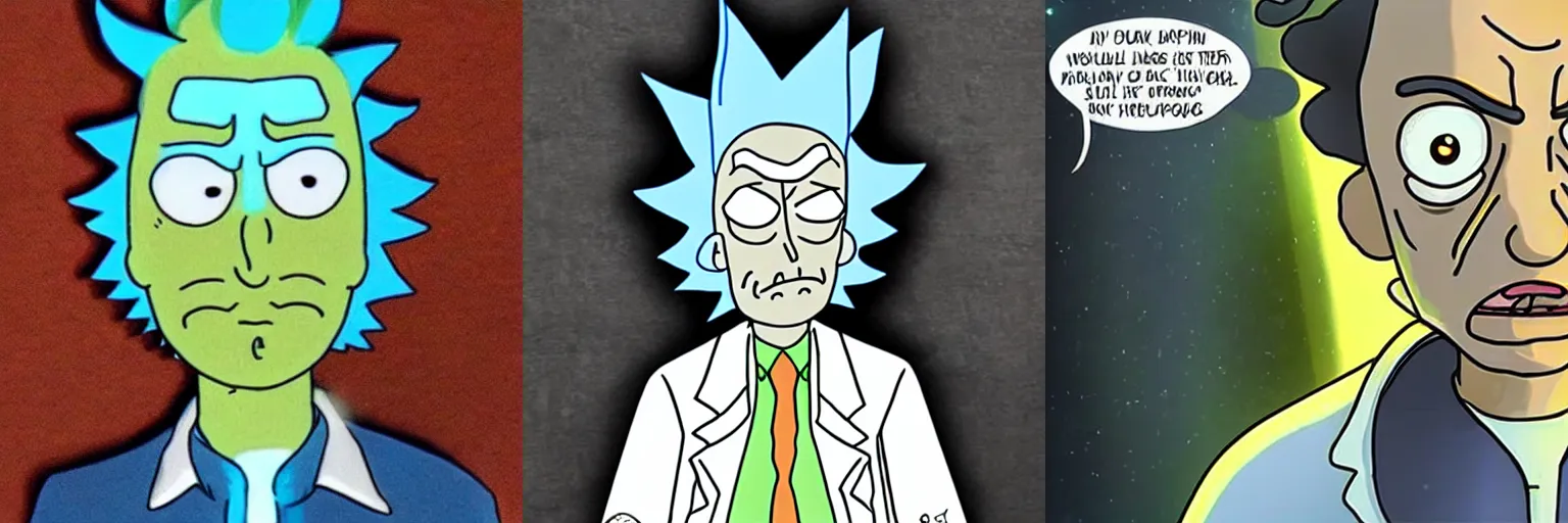 Prompt: Realistic Rick from Rick and Morty, sad