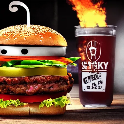 Image similar to There is a ghost in my burger spooky ghost burger, Realistic, HDR, Clear Image, HDD, Dynamic lighting,