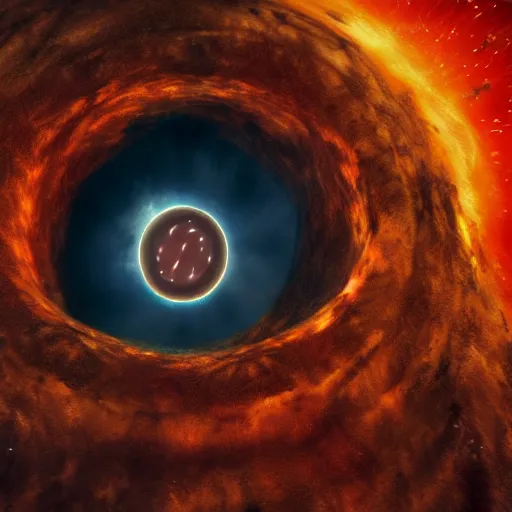 Prompt: photorealistic art of a lovecraftian horror reaching through a blackhole to eat the earth