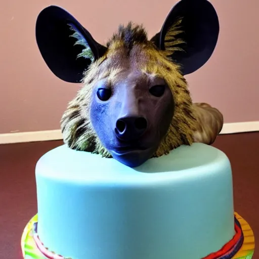 Image similar to a hyena on top of a birthday cake