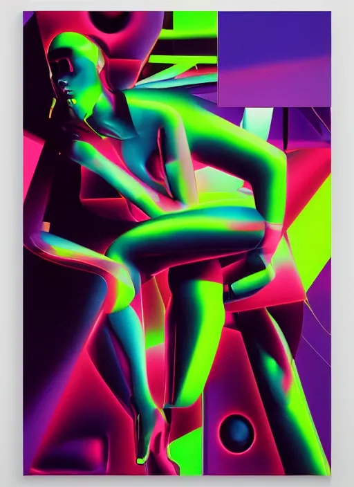 Image similar to futuristic lasers tracing, colorsmoke, fullbodysuit, zima blue warrior, raindrops, wet, oiled, beautiful cyborg, by steven meisel, kaws, rolf armstrong, cubist perfect geometry abstract acrylic, octane hyperrealism photorealistic airbrush collage painting, monochrome, neon fluorescent colors, minimalist rule of thirds, eighties eros