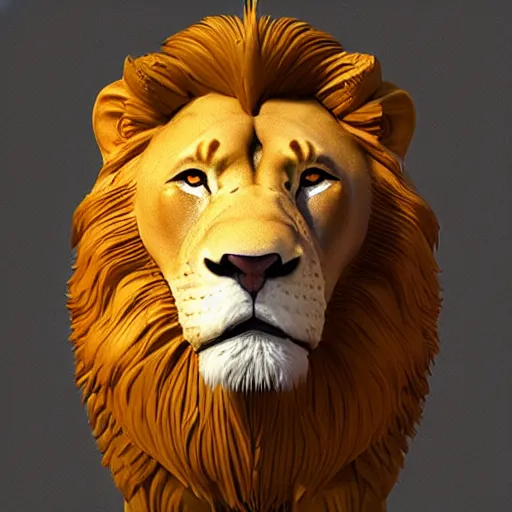 Prompt: A life-size lion made out of jello, zbrush model, weta digital, subsurface scattering, perfect render