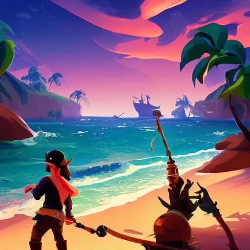 Image similar to painting treasure on sea of thieves game smooth median photoshop filter cutout vector, behance hd by jesper ejsing, by rhads, makoto shinkai and lois van baarle, ilya kuvshinov, rossdraws global illumination