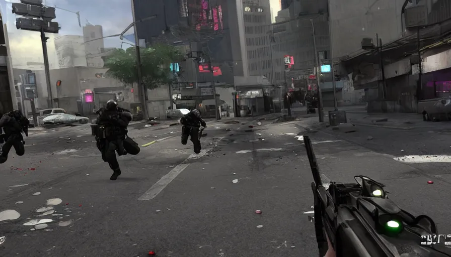 Prompt: 2020 Video Game Screenshot, Anime Neo-tokyo Cyborg bank robbers vs police, Set inside of the Bank, Open Vault, Multiplayer set-piece Ambush, Tactical Squads :19, Police officers under heavy fire, Police Calling for back up, Bullet Holes and Realistic Blood Splatter, :6 Gas Grenades, Riot Shields, Large Caliber Sniper Fire, Chaos, Metal Gear Solid Anime Cyberpunk, Akira Anime Cyberpunk, Anime Bullet VFX, Anime Machine Gun Fire, Violent Action, Sakuga Gunplay, Shootout, :14 Inspired by the film Akira :19 , Inspired by Intruder :11 Cel Shaded by Katsuhiro Otomo: 19, 🕹️ 😎 🚬