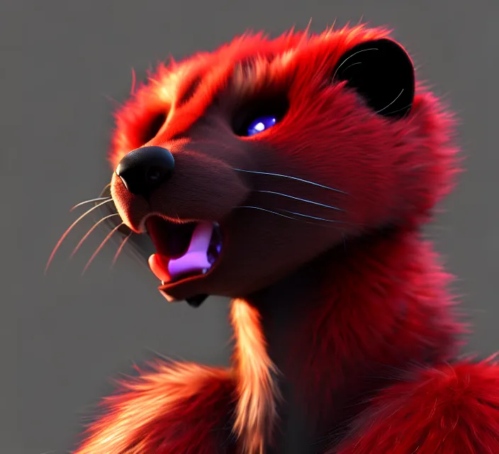 Image similar to furry - male - red - black - weasel - geistcaller - fursona uhd ue 5 visual novel pc game expressions, photorealistic