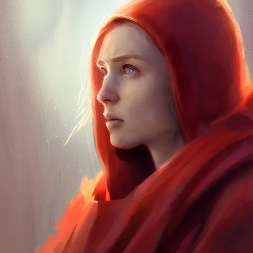 Image similar to portrait of a woman by greg rutkowski, jedi princess knight, straight redhead with two strands around her face, jedi robes, star wars expanded universe, she is about 2 0 years old, elegant, graceful, wearing jedi robes, highly detailed portrait, digital painting, artstation, concept art, smooth, sharp foccus ilustration, artstation hq