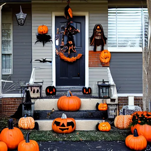 Image similar to cozy halloween in the suburbs