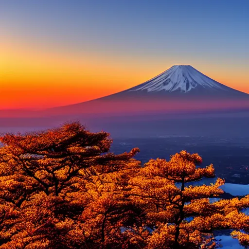 Image similar to photo of Mt Fuji, cinematic, golden hour, golden ratio, beautiful, high detail,