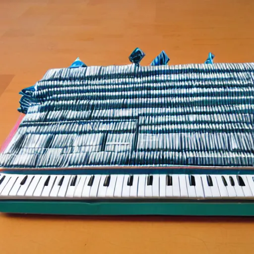 Image similar to a synthesizer made of folded paper,