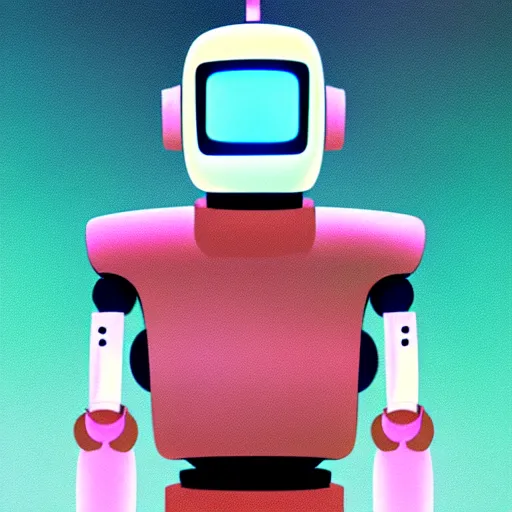 Image similar to a robot with a crt monitor for a head and wearing a leather bomber jacket, black sweatpants, pastel aesthetic, studio ghibli, character design, fantasy, 8 k resolution