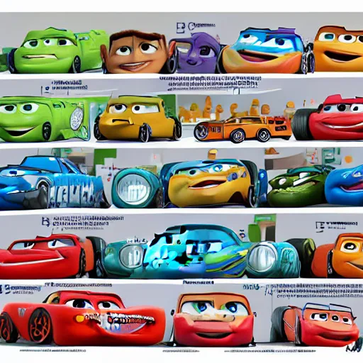 Image similar to Disney Pixar's Cars biology anatomy chart study