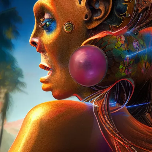 Prompt: side profile centered painted portrait, rollerskating monkey, Gloomhaven, matte painting concept art, art nouveau, beautifully backlit, swirly vibrant color lines, fantastically gaudy, aesthetic octane render, 8K HD Resolution