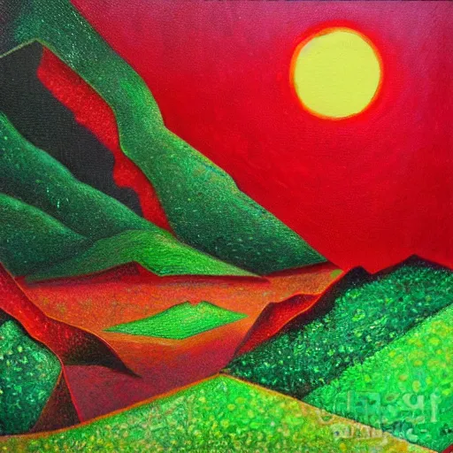 Image similar to a prism shining green and red, fantasy painting