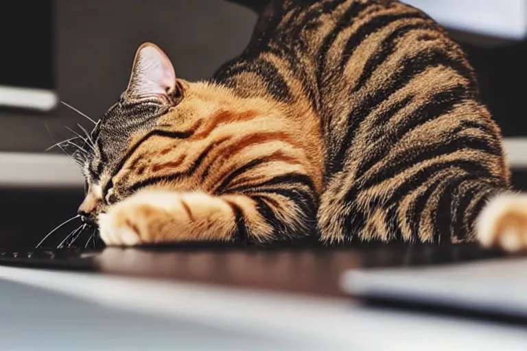 Prompt: a cat's paw touch the keyboard while the cat is in the laptop screen