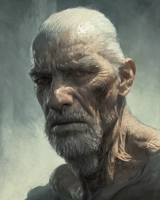 Prompt: old man with a big scar on his blind left eye, elegant, hard edges, wrath, muscles, ethereal, horror, fantasy art by greg rutkowski and magali villeneuve and claude monet