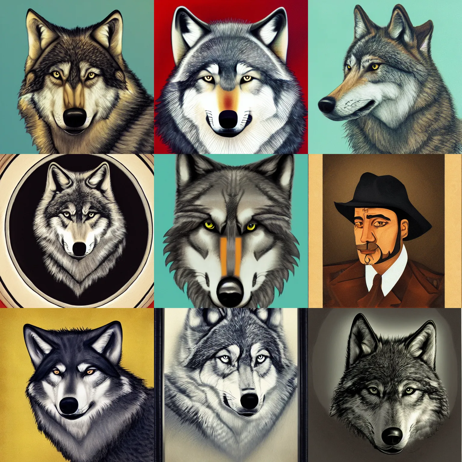 Prompt: portrait of the wolf detective