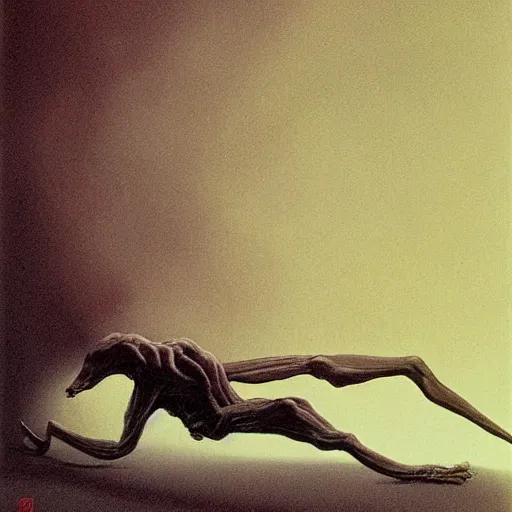 Prompt: a sleep paralysis demon in the style of zdzisław beksiński