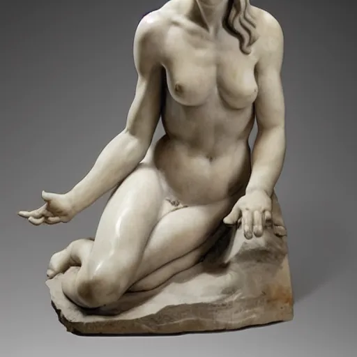 Prompt: a marble sculpture of a cute female doctor by michelangelo